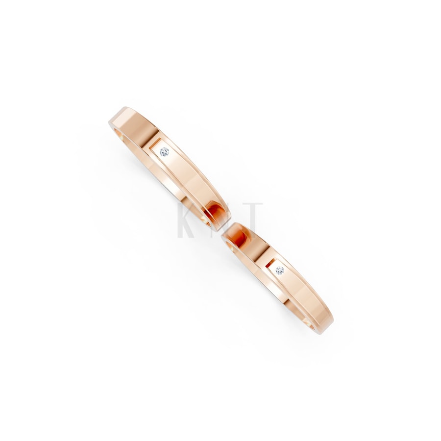 Nhẫn cưới TG7 vàng hồng Rose Gold vàng đẹp, kiểu dáng trẻ trung, độc đáo