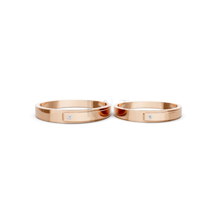 Nhẫn cưới TG7 vàng hồng Rose Gold thiết kế đối xứng, phong cách, ấn tượng