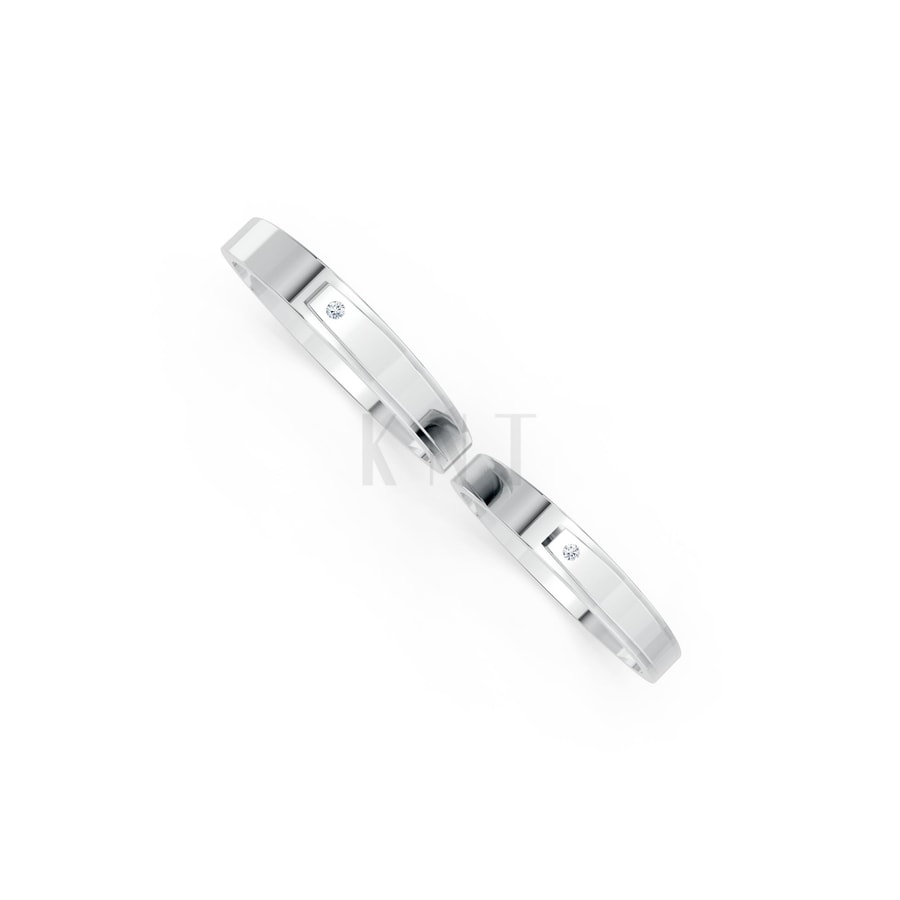 Nhẫn cưới TG7 vàng trắng White Gold kiểu dáng cá tính, hiện đại