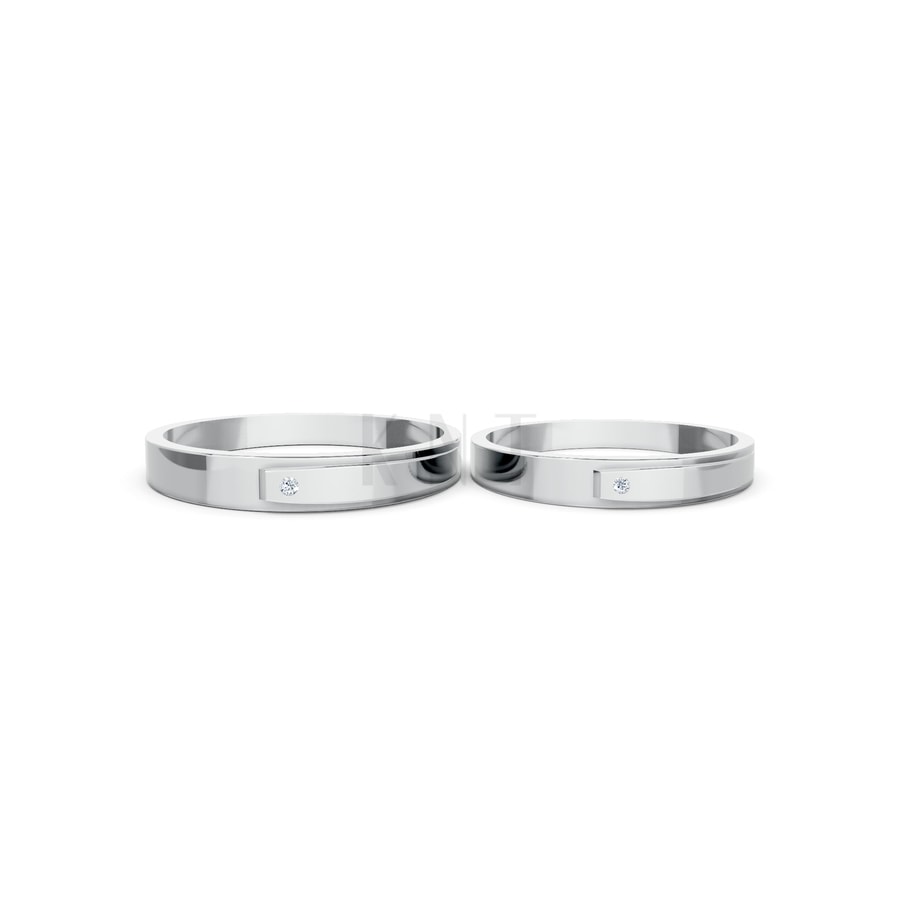 Nhẫn cưới TG7 vàng trắng White Gold thiết kế trẻ trung, hiện đại