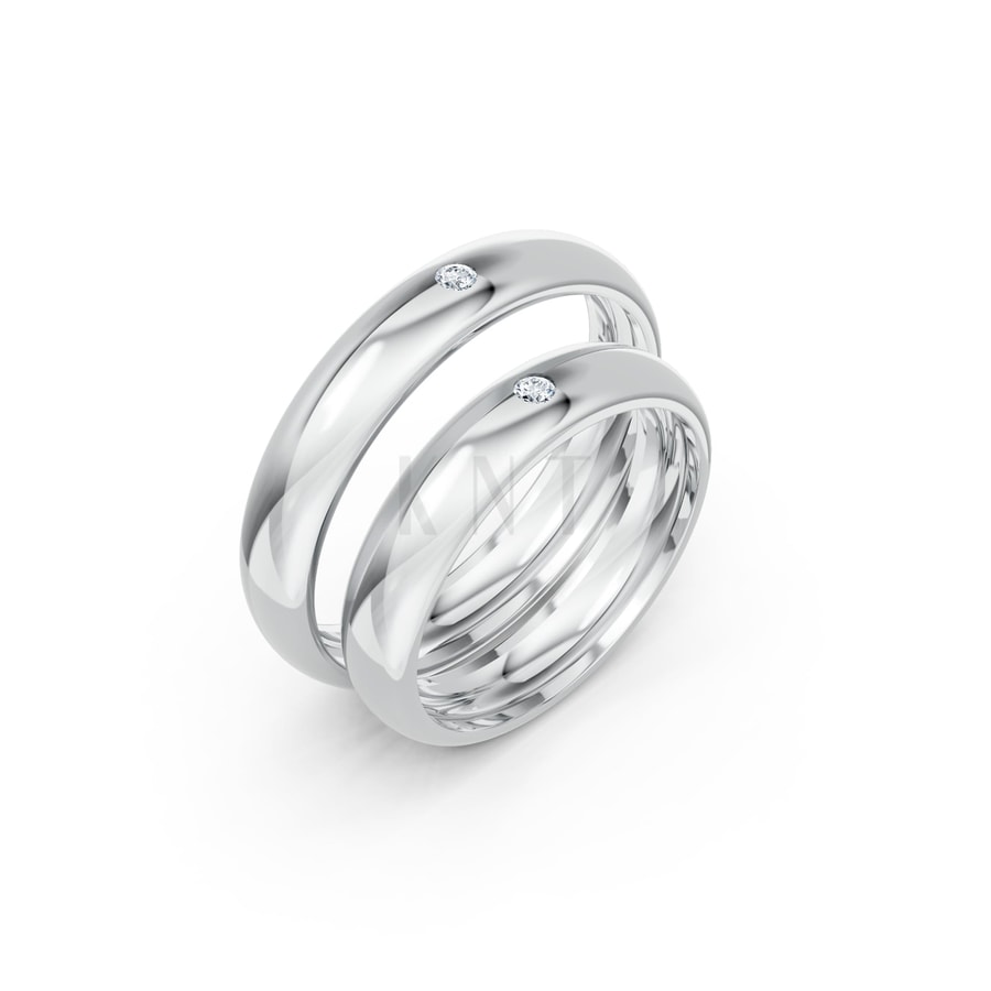 Nhẫn cưới TG8 vàng trắng White Gold kiểu dáng hiện đại, nổi bật