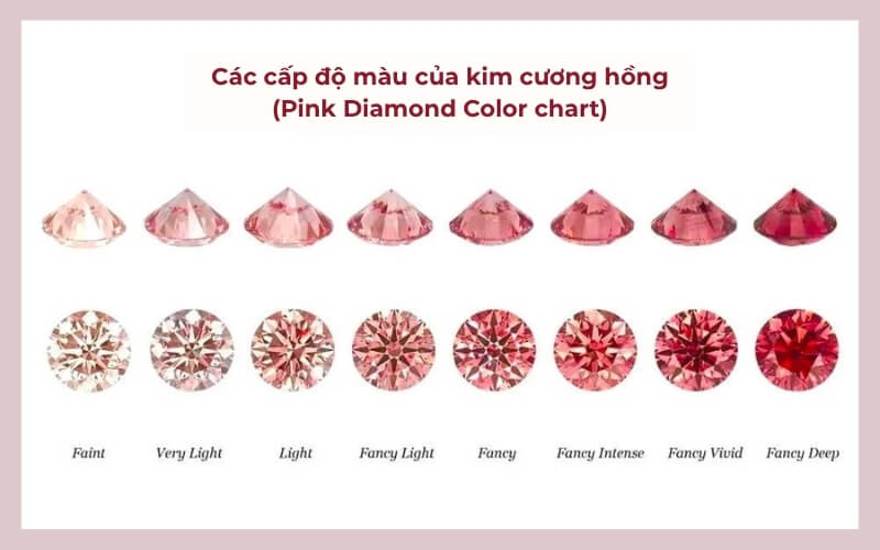 Các cấp độ màu sắc của kim cương hồng